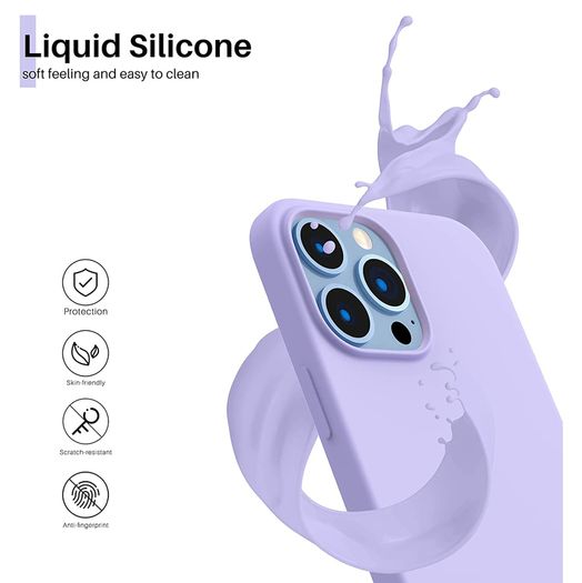 Liquid Silicone Shockproof Case For iPhone 13 Pro Max Luxury Soft Phone Cover Purple New - FHT4IP13PMLK