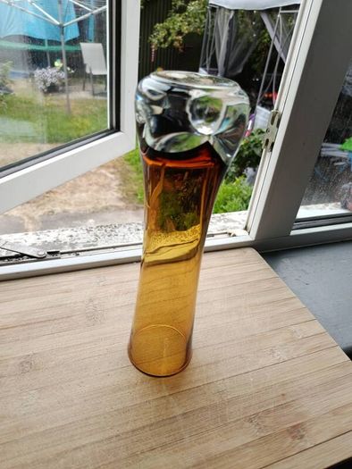 Mid Century Amber Glass Vase Bo Borgstrom Aseda