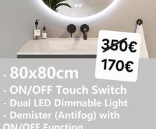 LED Bathroom Mirror Tricolor Light Antifog