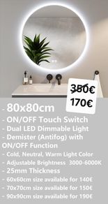 LED Bathroom Mirror Demister Antifog