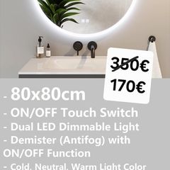 LED Bathroom Mirror Dual LED Demister Antifog