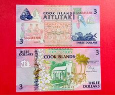 Cook Islands  3 Dollars 1992 Pick 7a. UNC