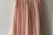 Peach tulle dress with applique and scalloped cap sleeves