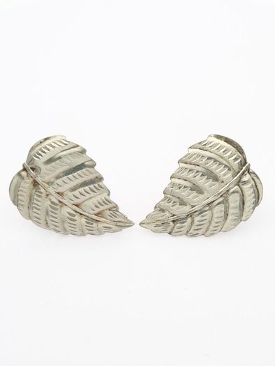 Vintage 925 Sterling Silver Leaf Stud Earrings