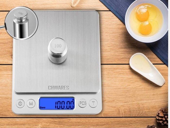 Food Scale, Rechargeable Kitchen Scale with Trays 500g/0.01g, Tare Function Digital Scale Grams and Ounces, for Weight Loss, Dieting, Baking, Cooking, Meal Prep, Coffee, Jewelry, Silver (FREE POSTAGE)