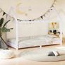 Kids Bed Frame White Solid Pine Wood 80x160 cm Image 2