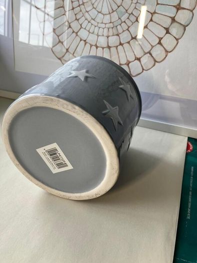 Ceramic Plant Pot with white Stars