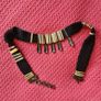 Vintage 1980s vampy statement waist belt woven black fabric with metal gold pewter silver links, adjustable S M 10 12 14 whimsygoth pin up burlesque Image 3