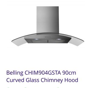 Belling CHIM904GSTA 90cm Curved Glass Chimney Hood