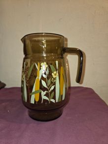 1970's French Smoked Glass Pitcher