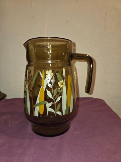 1970's French Smoked Glass Pitcher