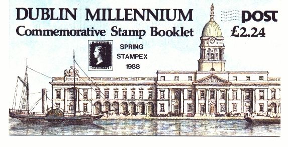 1988 Ireland Dublin Millennium Stamp Booklet overprinted for Spring Stampex in 1988
