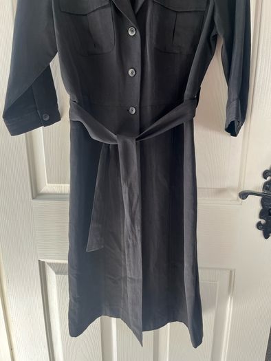 Pure Collection Belted Shirt Dress - Size UK 12 - Silk and Linen