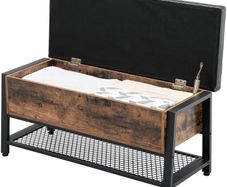 Shoe Bench with Padded Seat and Shoe Rack, Bed Chest with Storage Space