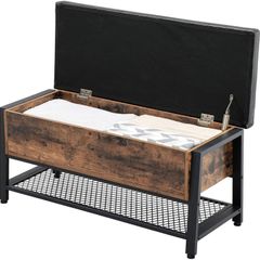 Shoe Bench with Padded Seat and Shoe Rack, Bed Chest with Storage Space
