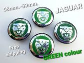4 x GREEN 58mm - 59mm JAGUAR C2D47107 wheel center caps F XF XJ XKR S type X type XJ8 XK8