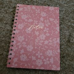 Spiral notebook hardcover A5 pink flowers NEW