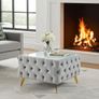 Chesterfield Velvet Square Coffee Table with Glass Image 2