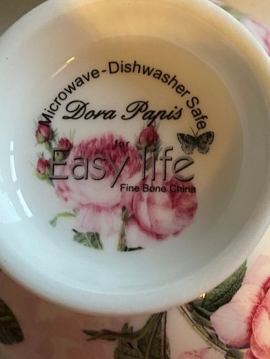 Dora Papis  vintage pink roses fine china trio very pretty