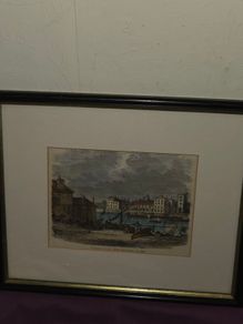 "Lambeth Palace, From Millbank in 1860" framed coloured Etching