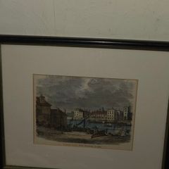 "Lambeth Palace, From Millbank in 1860" framed coloured Etching