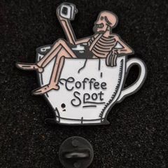 Coffee spot , pin back badge.