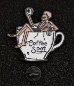 Coffee spot , pin back badge.
