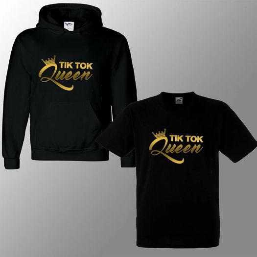 kids TIK TOK QUEEN hoodie Gold Print, Girls tik tok T shirt, tik tok Influencer, Queen TikTok, Tik tok famous Hoody Tee Top Youtuber vira