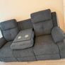 Hailey Biege & Slate Grey Fabric Recliner Sofa Set Image 9