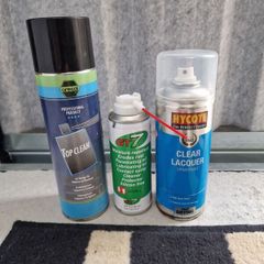 Spraypaint clear, moistiure repellent and industrial cleaner