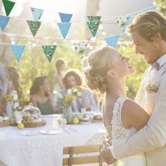 NEW SALE | 15M/50ft Fabric Bunting Flag 48 Pieces Vintage Cotton Floral Fabric Bunting Outdoor Waterproof Reusable Festival Flags for Baby Shower Party Christmas