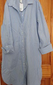 H&M shirt dress striped blue New