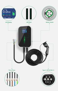 EV Charger 32A-1Phase-7KW Electric Vehicle Charging Station EVSE Wallbox with Type 2 Cable IEC 62196-2 for Audi for Mercedes-Benz