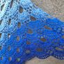 Handmade crochet triangle shawl wrap. Blue and white ombre lacy shawl Image 4