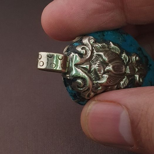 Vintage Arizona Turqouise Silver Bird Desgin Pendant