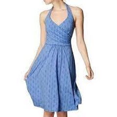 Boden St. Lucia Blue Geometric Print Halter Dress, Size 8