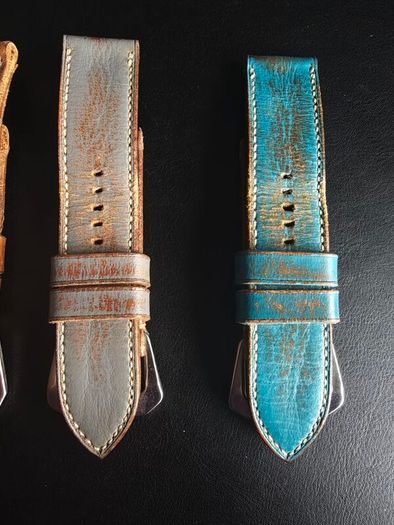 2 x Leather straps for 47mm Panerai watches