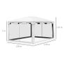 4 m x 3 m Gazebo Party Tent - Outdoor Canopy Garden Sun Shade with Mesh Sidewalls, White Image 2