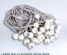 Large white bungee ball ties,30cm ( 30 pk )
