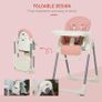 Foldable Baby High Chair Convertible Feeding Chair Height Adjustable with Adjustable Backrest Footrest and Removable Tray 5 Point Safety Harness for Kids 6 - 36 Months Pink (FREE POSTAGE) Image 2