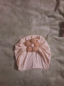cream turban style baby hat