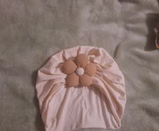 cream turban style baby hat