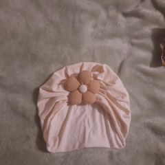 cream turban style baby hat