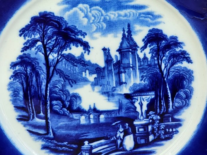 Antique Wedgwood & Co Royal Semi Porcelain Plate England c.1890-1900 Landscape Castle