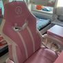 L Shaped Desk with Power Outlets & LED Lights & Pink Gaming Chair for Girls Image 4
