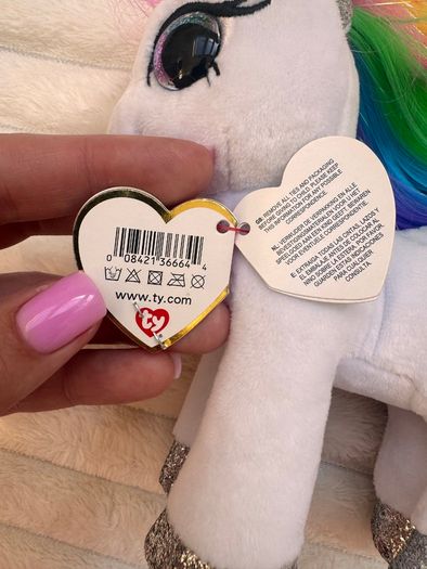 TY Beanie Boo Starr The White Pony approx. 16 cm. Plush Please see photos