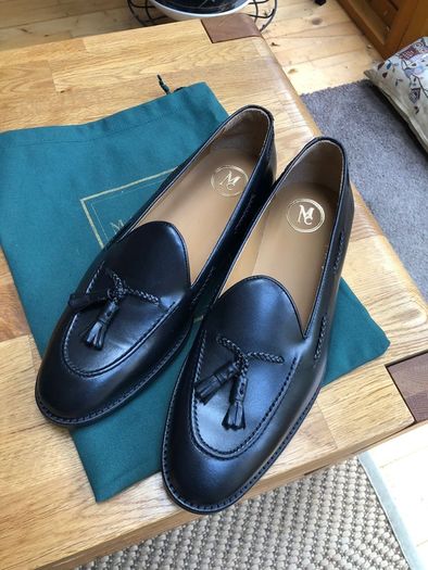 Moira Spanish Tassel Loafers Black Calf Size 44