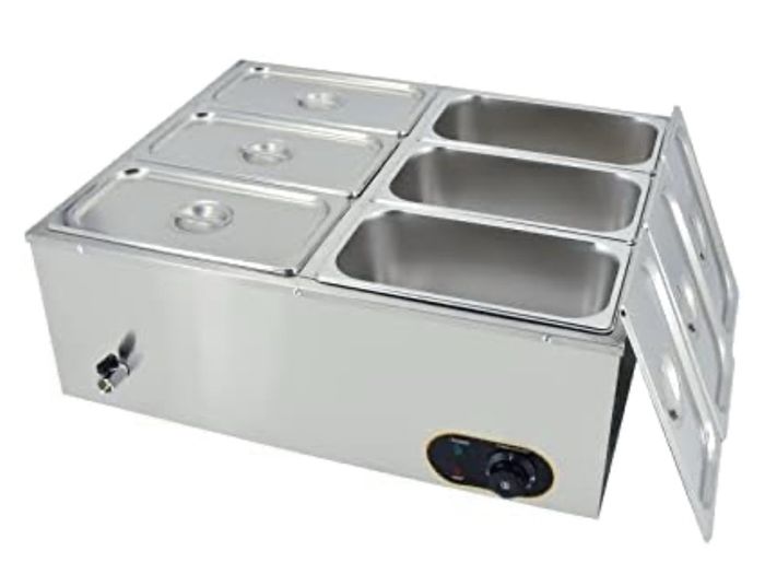 220v food heater Bain Marie 6- pan plate container food heater electric desktop steam table stainless steel large capacity buffet
