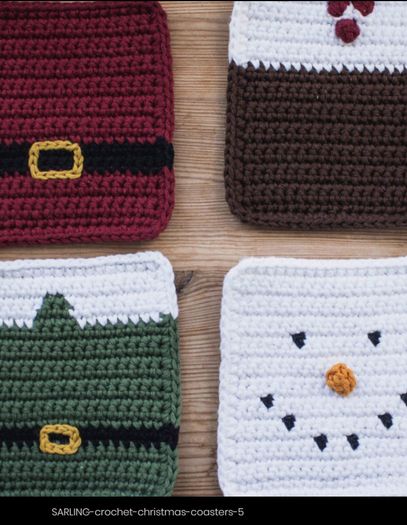 Hand Knitted Christmas Coasters