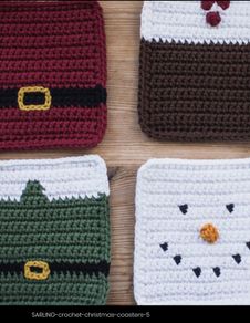 Hand Knitted Christmas Coasters